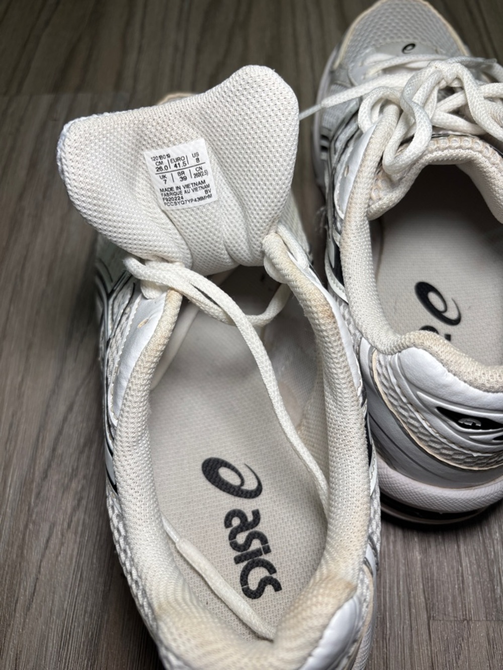 Asics White and Black Mesh Athletic Sneakers - Picture 5 of 7